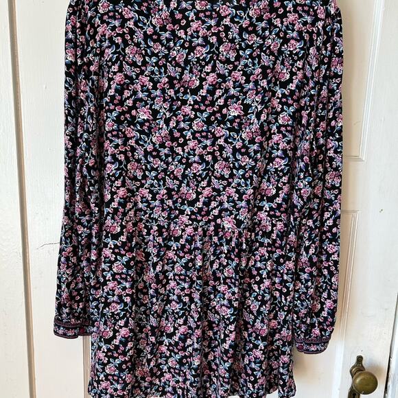 Woman Within India floral print baby doll  bohemian rayon blouse. Size 1X 22/24 - Picture 6 of 9